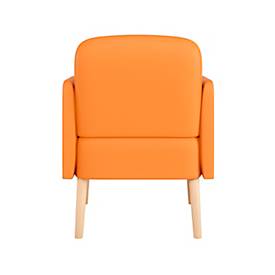 meet by Paperflow Sessel BROOKS, 4-Fußgestell, Sitz- und Rückenpolsterung, Kunstlederbezug, B 620 x T 520 x H 440 mm, orange/buche