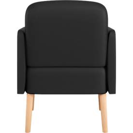 meet by Paperflow Sessel BROOKS, 4-Fußgestell, Sitz- und Rückenpolsterung, Kunstlederbezug, B 620 x T 520 x H 440 mm, schwarz/buche