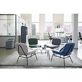 meet by Paperflow Sessel Curve, Industrial Design, Polyesterbezug, Gestell Stahl & Sperrholz, B 570 x T 710 x H 755 mm, grau