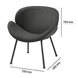 meet by Paperflow Sessel SMILE, Polyurethaneschaum, bis 120 kg, Stahl & Polyester, schwarz & anthrazit