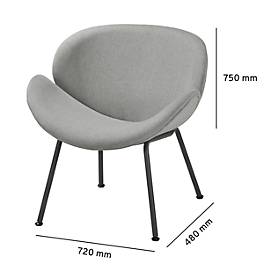 meet by Paperflow Sessel SMILE, Polyurethaneschaum, bis 120 kg, Stahl & Polyester, schwarz & grau