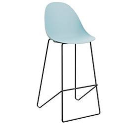 meet by Paperflow Tabouret de bar Void, piétement en tube d'acier, L 505 x P 590 x H 760 mm, bleu/noir, 2 pièces