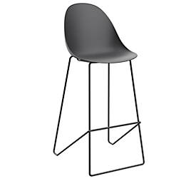 meet by Paperflow Tabouret de bar Void, piétement en tube d'acier, L 505 x P 590 x H 760 mm, noir/noir, 2 pièces