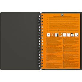 Meetingbook Oxford International, DIN B5, weiß-kariert, 80 Blatt, spiralgebunden, Optik Paper, orange/rot/grau