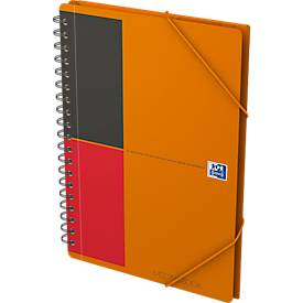 Meetingbook Oxford International, DIN B5, weiß-liniert, 80 Blatt, spiralgebunden, Optik Paper, orange/rot/schwarz