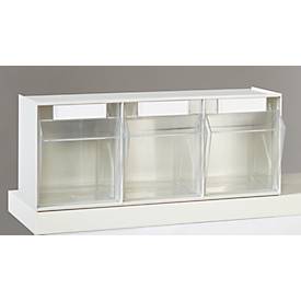 Mehrteiliges Kleinteilelager MultiStore, Größe 3, B 600 x T 163 x H 242 mm, Volumen 12,5 l, stapelbar, Polystyrol, weiß/transp.