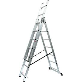 Mehrzweckleiter, Ausführung wahlweise 3 x 6 – 12 Sprossen, 3-teilig, bis 150 kg