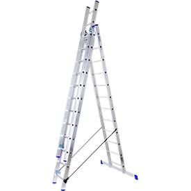 Mehrzweckleiter, Ausführung wahlweise 3 x 6 – 12 Sprossen, 3-teilig, bis 150 kg