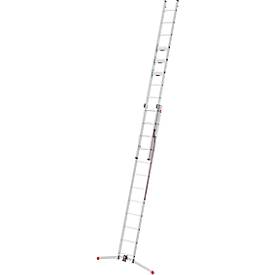 Mehrzweckleiter Hailo S110 Pro, 2-teilig, 2 x 12 Sprossen, Drehstufen-System, Bodenausgleich, bis 150 kg, Aluminium und Kunststoff, silber