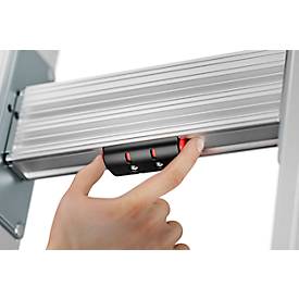 Mehrzweckleiter Hailo S110 Pro, 2-teilig, 2 x 12 Sprossen, Drehstufen-System, Bodenausgleich, bis 150 kg, Aluminium und Kunststoff, silber