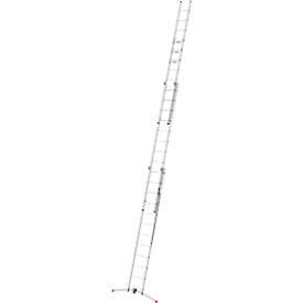 Mehrzweckleiter Hailo S120 Pro, 3-teilig, 3 x 12 Sprossen, Drehstufen-System, Bodenausgleich, bis 150 kg, Aluminium und Kunststoff, silber