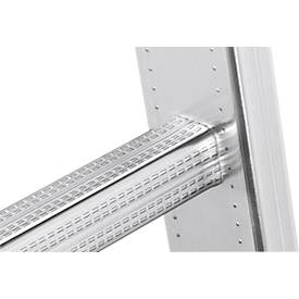 Mehrzweckleiter Hailo S120 Pro, 3-teilig, 3 x 12 Sprossen, Drehstufen-System, Bodenausgleich, bis 150 kg, Aluminium und Kunststoff, silber