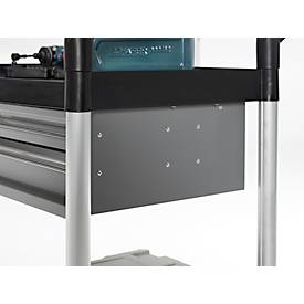 Mehrzweckwagen, 2 Schubladen, 4 TPR-Lenkrollen mit 2 Feststellern, 2 Etagen, L 680 x B 450 mm, Kunststoff/Aluminium, schwarz/alusilber 