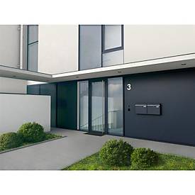 Metzler Briefkasten BK212-RE, horizontale 2er-Ausführung, austauschbare Namensschilder, abschließbar, B 780 x T 116 x H 343 mm, Stahl, anthrazitgrau RAL 7016