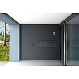 Metzler Briefkasten BK212-RE, horizontale 3er-Ausführung, austauschbare Namensschilder, abschließbar, B 1170 x T 116 x H 343 mm, Stahl, anthrazitgrau RAL 7016