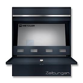 Metzler Briefkasten BK212-RE-ZF, austauschbares Namensschild, separates Zeitungsfach, abschließbar, B 390 x T 116 x H 433 mm, Stahl, anthrazitgrau RAL 7016