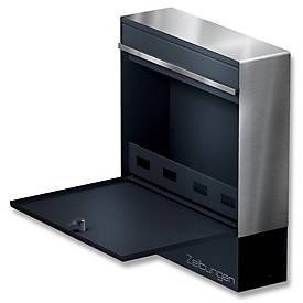 Metzler Briefkasten BK212-RE-ZF, austauschbares Namensschild, separates Zeitungsfach, abschließbar, B 390 x T 116 x H 433 mm, Stahl, anthrazitgrau RAL 7016