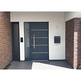 Metzler Briefkasten BK212-RE-ZF, austauschbares Namensschild, separates Zeitungsfach, abschließbar, B 390 x T 116 x H 433 mm, Stahl, anthrazitgrau RAL 7016