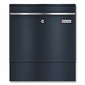 Metzler Briefkasten BK212-RE-ZF, austauschbares Namensschild, separates Zeitungsfach, abschließbar, B 390 x T 116 x H 433 mm, Stahl, anthrazitgrau RAL 7016