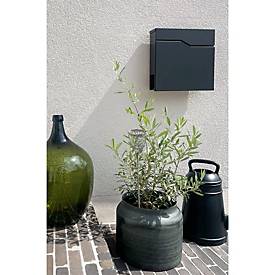 Metzler Briefkasten Hoffmann, großer Einwurfschlitz, 2-seitiges Zeitungsfach, abschließbar, B 370 x T 105 x H 370 mm, Stahl, anthrazitgrau RAL 7016