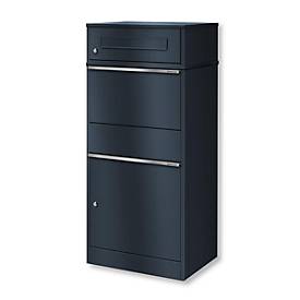 Metzler Paketbox Bispo, für Pakete bis Größe M, mit Briefkasten, abschließbar, B 503 x T 374 x H 1129 mm, Stahl, anthrazitgrau RAL 7016