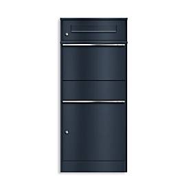 Metzler Paketbox Bispo, für Pakete bis Größe M, mit Briefkasten, abschließbar, B 503 x T 374 x H 1129 mm, Stahl, anthrazitgrau RAL 7016