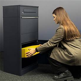 Metzler Paketbox Bispo, für Pakete bis Größe M, mit Briefkasten, abschließbar, B 503 x T 374 x H 1129 mm, Stahl, anthrazitgrau RAL 7016