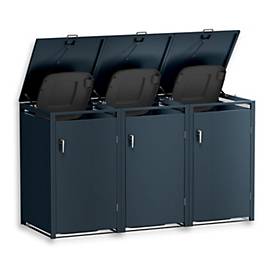 Metzler Wertstoffsammler, 3er-Boxensystem, für Mülltonnen bis 240 l, Türen/Deckel, abschließbar, B 1985 x T 800 x H 1163 mm, Stahl, anthrazitgrau RAL 7016