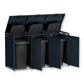 Metzler Wertstoffsammler, 3er-Boxensystem, für Mülltonnen bis 240 l, Türen/Deckel, abschließbar, B 1985 x T 800 x H 1163 mm, Stahl, anthrazitgrau RAL 7016