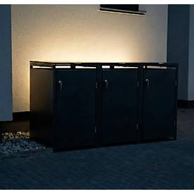 Metzler Wertstoffsammler, 3er-Boxensystem, für Mülltonnen bis 240 l, Türen/Deckel, abschließbar, B 1985 x T 800 x H 1163 mm, Stahl, anthrazitgrau RAL 7016