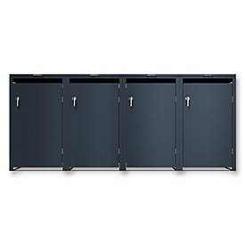 Metzler Wertstoffsammler, 4er-Boxensystem, für Mülltonnen bis 240 l, Türen/Deckel, abschließbar, B 2650 x T 800 x H 1163 mm, Stahl, anthrazitgrau RAL 7016