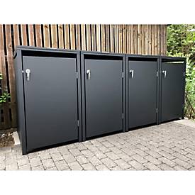 Metzler Wertstoffsammler, 4er-Boxensystem, für Mülltonnen bis 240 l, Türen/Deckel, abschließbar, B 2650 x T 800 x H 1163 mm, Stahl, anthrazitgrau RAL 7016