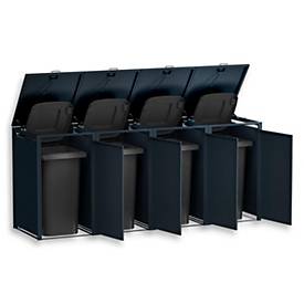 Metzler Wertstoffsammler, 4er-Boxensystem, für Mülltonnen bis 240 l, Türen/Deckel, abschließbar, B 2650 x T 800 x H 1163 mm, Stahl, anthrazitgrau RAL 7016