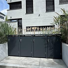 Metzler Wertstoffsammler, 4er-Boxensystem, für Mülltonnen bis 240 l, Türen/Deckel, abschließbar, B 2650 x T 800 x H 1163 mm, Stahl, anthrazitgrau RAL 7016