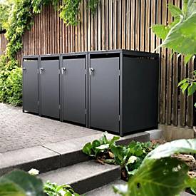 Metzler Wertstoffsammler, 4er-Boxensystem, für Mülltonnen bis 240 l, Türen/Deckel, abschließbar, B 2650 x T 800 x H 1163 mm, Stahl, anthrazitgrau RAL 7016