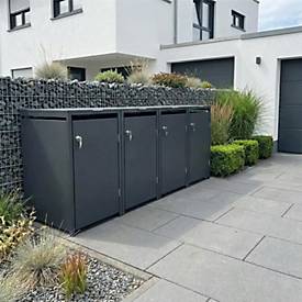 Metzler Wertstoffsammler, 4er-Boxensystem, für Mülltonnen bis 240 l, Türen/Deckel, abschließbar, B 2650 x T 800 x H 1163 mm, Stahl, anthrazitgrau RAL 7016