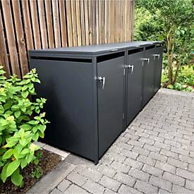 Metzler Wertstoffsammler, 4er-Boxensystem, für Mülltonnen bis 240 l, Türen/Deckel, abschließbar, B 2650 x T 800 x H 1163 mm, Stahl, anthrazitgrau RAL 7016