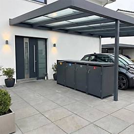 Metzler Wertstoffsammler, 4er-Boxensystem, für Mülltonnen bis 240 l, Türen/Deckel, abschließbar, B 2650 x T 800 x H 1163 mm, Stahl, anthrazitgrau RAL 7016