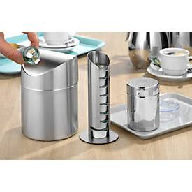 Milchkapselspender Caterado MEMPHIS, für 9 Portionspackungen, spülmaschinenfest, Ø 80 x H 175 mm, Edelstahl gebürstet, silber