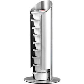 Milchkapselspender, für 9 Portionspackungen, spülmaschinenfest, Ø 80 x H 175 mm, Edelstahl gebürstet, silber