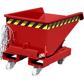 Mini-Spänebehälter Typ EXPO-E 150, Seilzug-Kippvorgang, Inhalt 0,15 m³, bis 750 kg, feuerrot RAL 3000