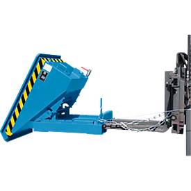 Mini-Spänebehälter Typ EXPO-E 150, Seilzug-Kippvorgang, Inhalt 0,15 m³, bis 750 kg, lichtblau RAL 5012