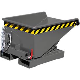 Mini-Spänebehälter Typ EXPO-E 150, Seilzug-Kippvorgang, Inhalt 0,15 m³, bis 750 kg, mausgrau RAL 7005