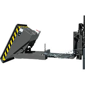 Mini-Spänebehälter Typ EXPO-E 150, Seilzug-Kippvorgang, Inhalt 0,15 m³, bis 750 kg, mausgrau RAL 7005