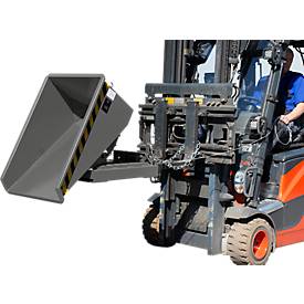 Mini-Spänebehälter Typ EXPO-E 150, Seilzug-Kippvorgang, Inhalt 0,15 m³, bis 750 kg, mausgrau RAL 7005