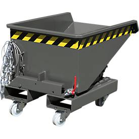 Mini-Spänebehälter Typ EXPO-E 150, Seilzug-Kippvorgang, Inhalt 0,15 m³, bis 750 kg, mausgrau RAL 7005