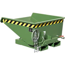 Mini-Spänebehälter Typ EXPO-E 225, Seilzug-Kippvorgang, Inhalt 0,225 m³, bis 750 kg, resedagrün RAL 6011