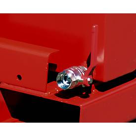 Mini-Spänebehälter Typ EXPO-E 275, Seilzug-Kippvorgang, Inhalt 0,275 m³, bis 750 kg, feuerrot RAL 3000