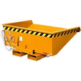 Mini-Spänebehälter Typ EXPO-E 275, Seilzug-Kippvorgang, Inhalt 0,275 m³, bis 750 kg, gelborange RAL 2000