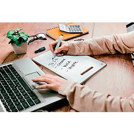 Mini-Whiteboard Nobo, Format A4, beidseitig nutzbar, magnethaftend, beschreibbar, abnehmbarer Ständer, Ablageschale, B 210 x T 5 x H 297 mm, weiß